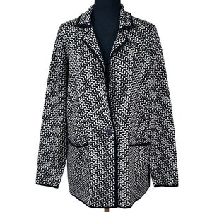 Max Studio Black Cream Herringbone Sweater Blazer Size M